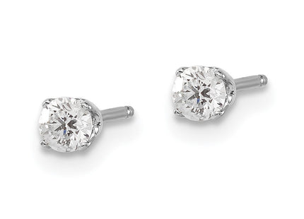 14K White Gold . I2 K-L Diamond Stud Push-on Post Earrings (Style ST1-25W)
