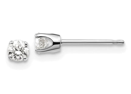 14K White Gold . I2 K-L Diamond Stud Push-on Post Earrings (Style ST1-25W)