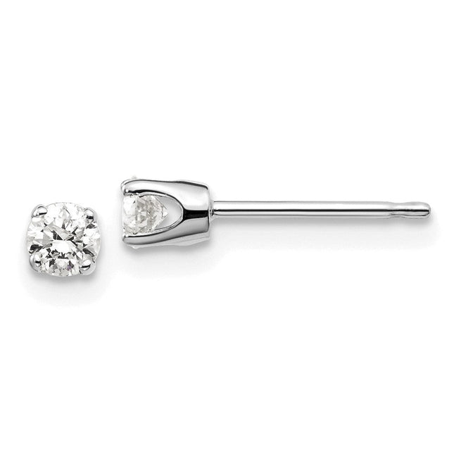 14K White Gold . I2 K-L Diamond Stud Push-on Post Earrings, 3.2 x 3.2mm