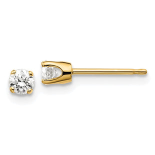 14K Yellow Gold .. I2 K-L Diamond Stud Push-on Post Earrings (Style ST1-25)