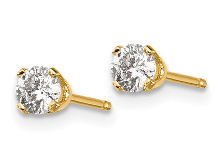 14K Yellow Gold .. I2 K-L Diamond Stud Push-on Post Earrings (Style ST1-30)