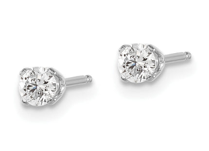 14K White Gold . I2 K-L Diamond Stud Push-on Post Earrings (Style ST1-30W)