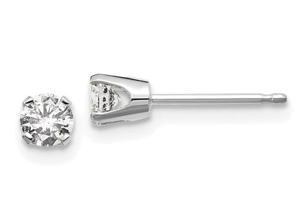 14K White Gold . I2 K-L Diamond Stud Push-on Post Earrings (Style ST1-30W)