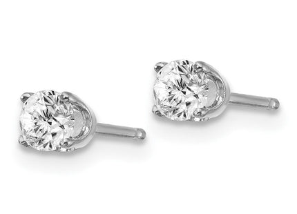 14K White Gold . I2 K-L Diamond Stud Push-on Post Earrings (Style ST1-40W)