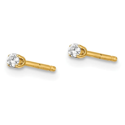 14K Yellow Gold .. I2 K-L Diamond Stud Push-on Post Earrings
