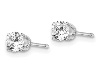 14K White Gold . I2 K-L Diamond Stud Push-on Post Earrings (Style ST1-50W)