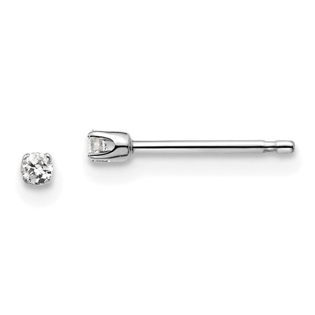 14K White Gold . I2 K-L Diamond Stud Push-on Post Earrings, 1.7 x 1.7mm