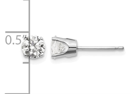 14K White Gold . I2 K-L Diamond Stud Push-on Post Earrings, 4.6 x 4.6mm
