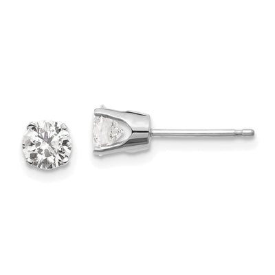 14K White Gold . I1 J-K Diamond Stud Push-on Post Earrings