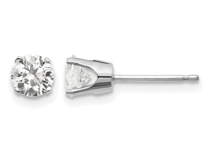 14K White Gold . I2 K-L Diamond Stud Push-on Post Earrings, 4.6 x 4.6mm