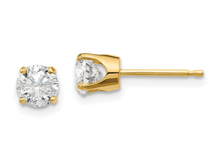 14K Yellow Gold .. I2 K-L Diamond Stud Push-on Post Earrings (Style ST1-95)
