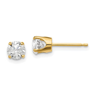 14K Yellow Gold .. I2 K-L Diamond Stud Push-on Post Earrings (Style ST1-95)