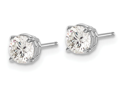 14K White Gold 1. I1 J-K Diamond Stud Push-on Post Earrings