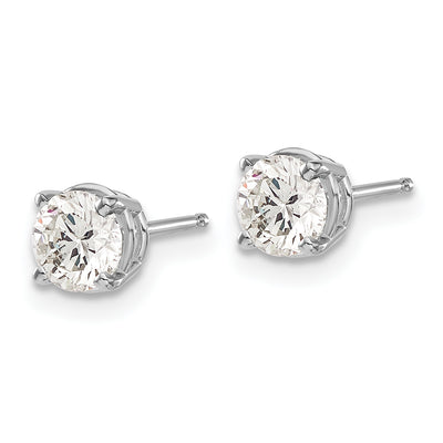 14K White Gold I1 J-K Diamond Stud Push-on Post Earrings
