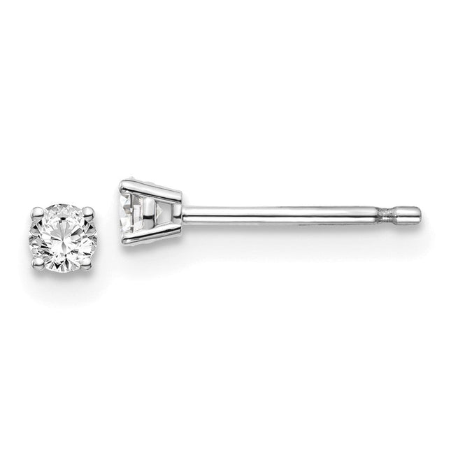 14K White Gold . I1 J-K Diamond Stud Push-on Post Earrings, 2.7 x 2.7mm