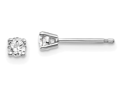 14K White Gold . I1 J-K Diamond Stud Push-on Post Earrings (Style ST2-20W)