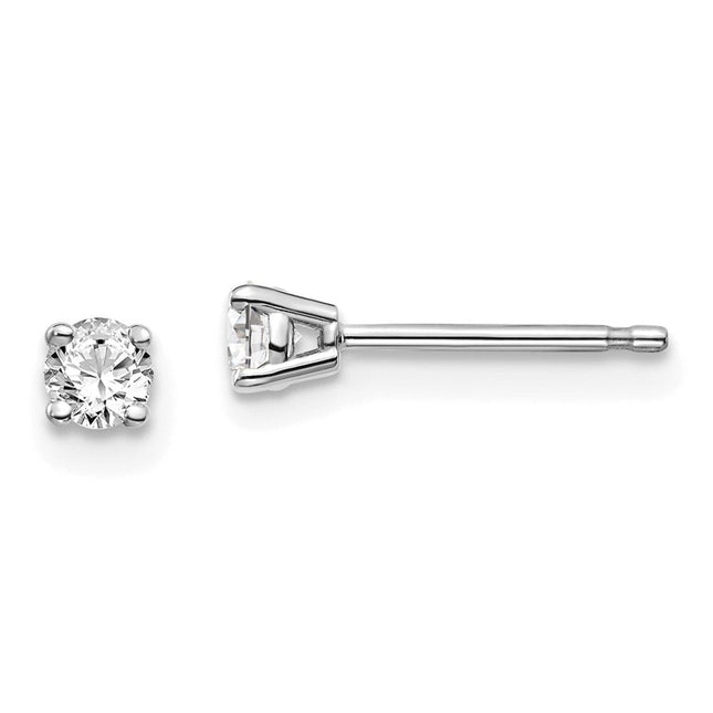 14K White Gold . I1 J-K Diamond Stud Push-on Post Earrings, 3 x 3mm