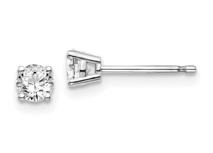 14K White Gold . I1 J-K Diamond Stud Push-on Post Earrings (Style ST2-40W)