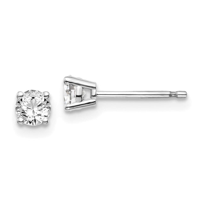 14K White Gold . I1 J-K Diamond Stud Push-on Post Earrings, 3.8 x 3.8mm