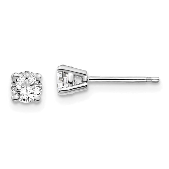 14K White Gold . I1 J-K Diamond Stud Push-on Post Earrings, 4.1 x 4.1mm