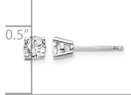 14K White Gold . I1 J-K Diamond Stud Push-on Post Earrings, 4.3 x 4.3mm