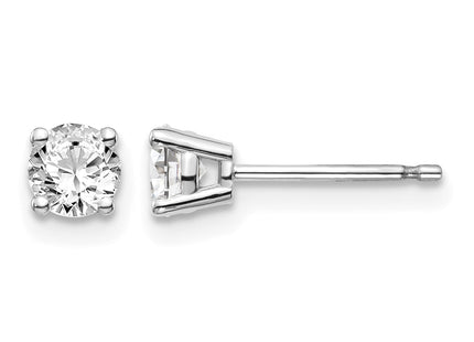 14K White Gold . I1 J-K Diamond Stud Push-on Post Earrings, 4.3 x 4.3mm