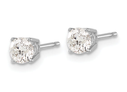 14K White Gold . I1 J-K Diamond Stud Push-on Post Earrings, 4.4 x 4.4mm