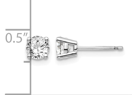 14K White Gold . I1 J-K Diamond Stud Push-on Post Earrings, 4.4 x 4.4mm