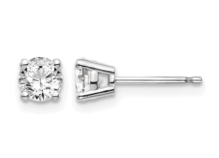 14K White Gold . I1 J-K Diamond Stud Push-on Post Earrings, 4.4 x 4.4mm