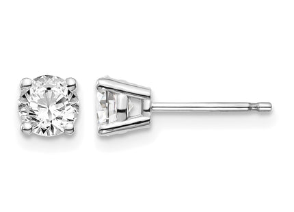 14K White Gold . I1 J-K Diamond Stud Push-on Post Earrings, 4.5 x 4.5mm