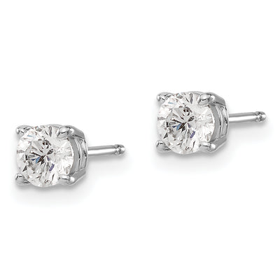 14K White Gold . I1 J-K Diamond Stud Push-on Post Earrings
