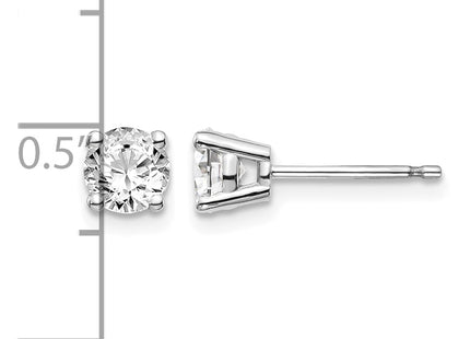 14K White Gold . I1 J-K Diamond Stud Push-on Post Earrings, 4.8 x 4.8mm