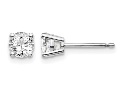 14K White Gold . I1 J-K Diamond Stud Push-on Post Earrings, 4.8 x 4.8mm
