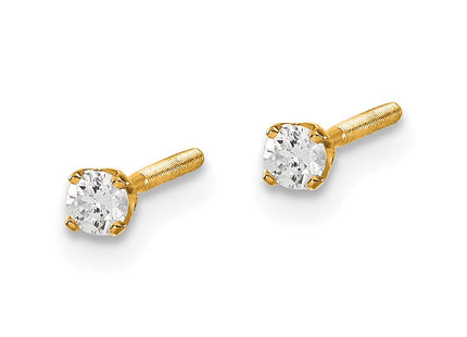 14K Yellow Gold .. SI3 G-I Diamond Stud Thread on/off Post Earrings (Style ST3-10)