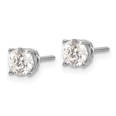 14K White Gold SI3 G-I Diamond Stud Thread on/off Post Earrings