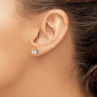 14K White Gold SI3 G-I Diamond Stud Thread on/off Post Earrings