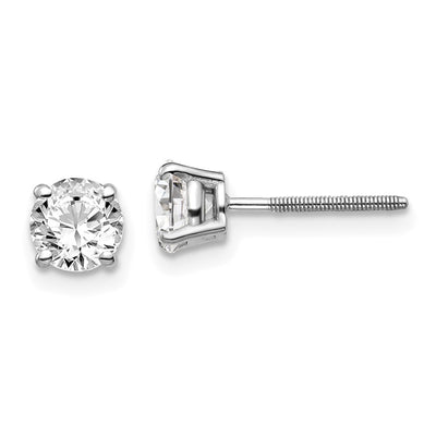 14K White Gold SI3 G-I Diamond Stud Thread on/off Post Earrings