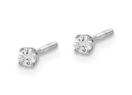 14K White Gold . SI3 G-I Diamond Stud Thread on/off Post Earrings (Style ST3-10W)