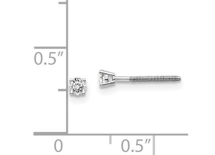 14K White Gold . SI3 G-I Diamond Stud Thread on/off Post Earrings (Style ST3-10W)