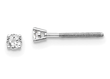 14K White Gold . SI3 G-I Diamond Stud Thread on/off Post Earrings (Style ST3-10W)