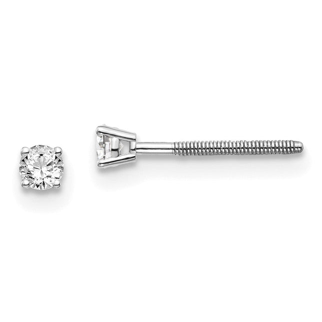 14K White Gold . Si3 G-I Diamond Stud Thread on/off Post Earrings, 2.4 x 2.4mm