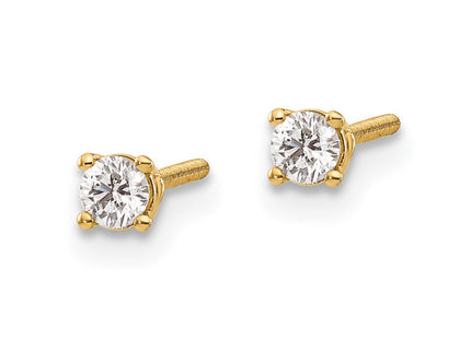 14K Yellow Gold .. SI3 G-I Diamond Stud Thread on/off Post Earrings (Style ST3-15)