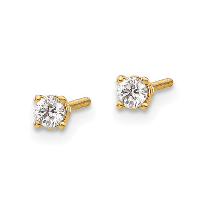 14K Yellow Gold .. SI3 G-I Diamond Stud Thread on/off Post Earrings