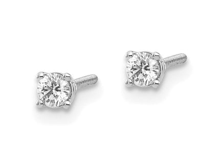 14K White Gold . SI3 G-I Diamond Stud Thread on/off Post Earrings (Style ST3-15W)