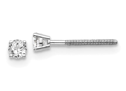 14K White Gold . SI3 G-I Diamond Stud Thread on/off Post Earrings (Style ST3-15W)
