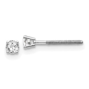 14K White Gold . SI3 G-I Diamond Stud Thread on/off Post Earrings (Style ST3-15W)