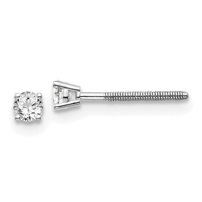 14K White Gold . Si3 G-I Diamond Stud Thread on/off Post Earrings, 2.7 x 2.7mm