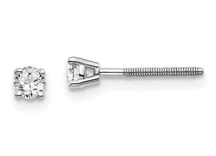 14K White Gold . SI3 G-I Diamond Stud Thread on/off Post Earrings (Style ST3-20W)
