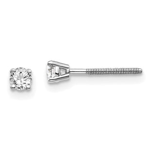 14K White Gold . SI3 G-I Diamond Stud Thread on/off Post Earrings (Style ST3-20W)