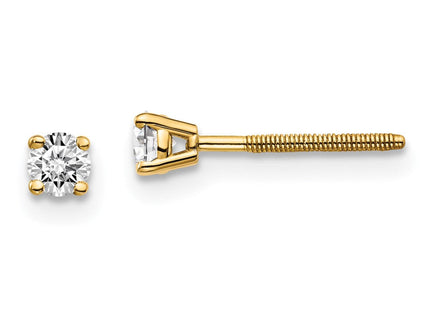 14K Yellow Gold .. SI3 G-I Diamond Stud Thread on/off Post Earrings (Style ST3-20)